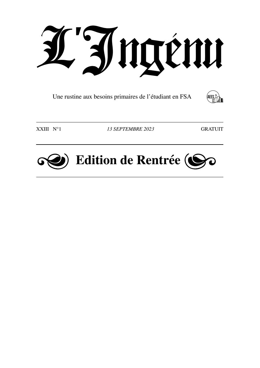 Couverture de Ingénu de Septembre 2023
